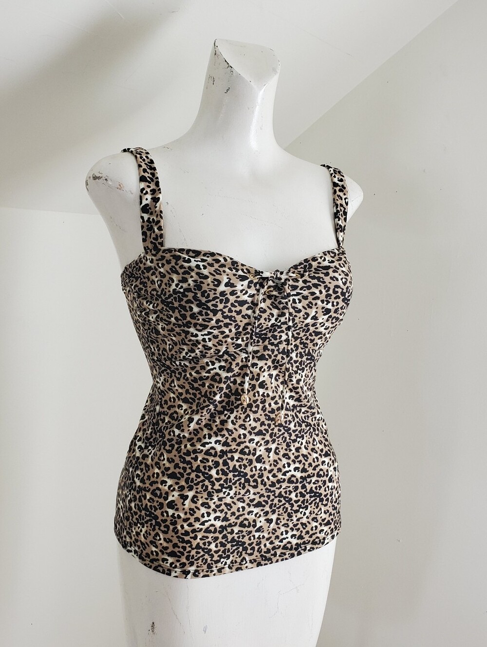 NWT Relleciga Leopard Print Tankini Swim Top Size M